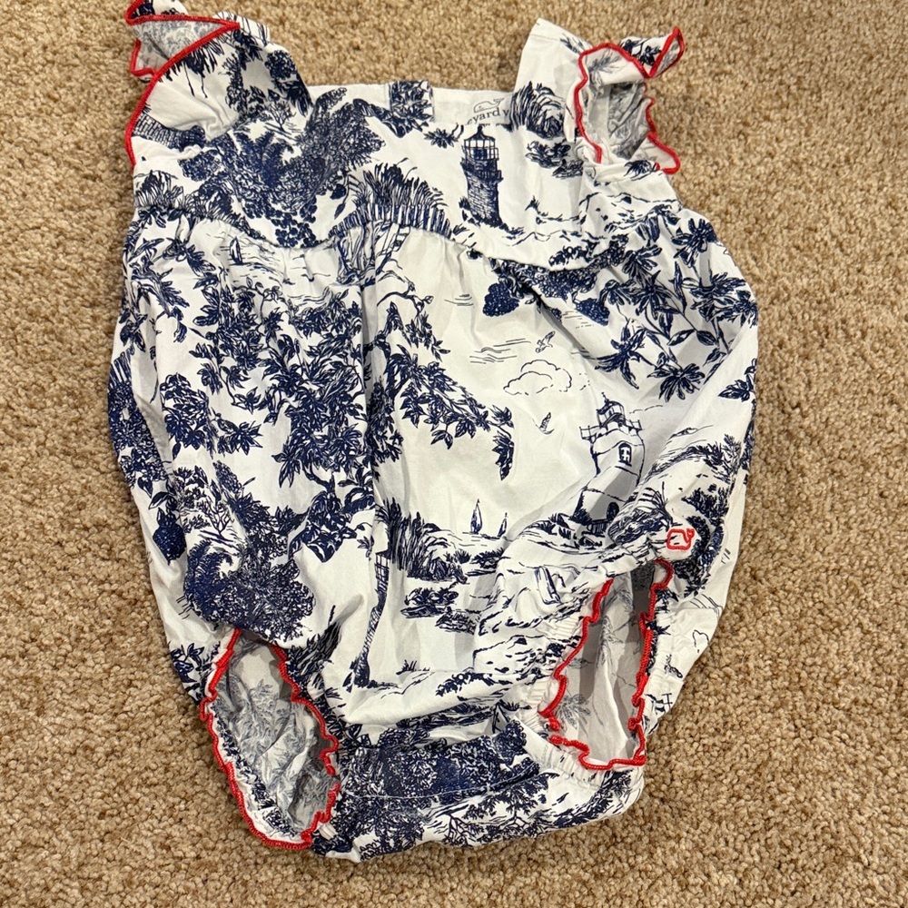 Vineyard Vines Navy and White Scenic Onesie